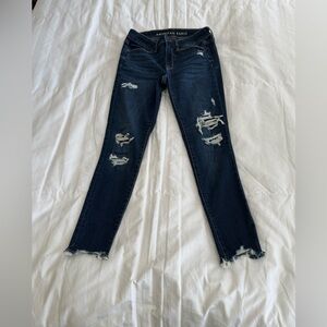 American Eagle Outfitters Dark Blue Distressed jegging Jeans